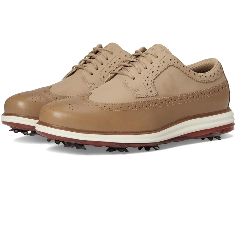 Cole Haan Two-Tone Tan Leather Wingtip Golf Oxfords
